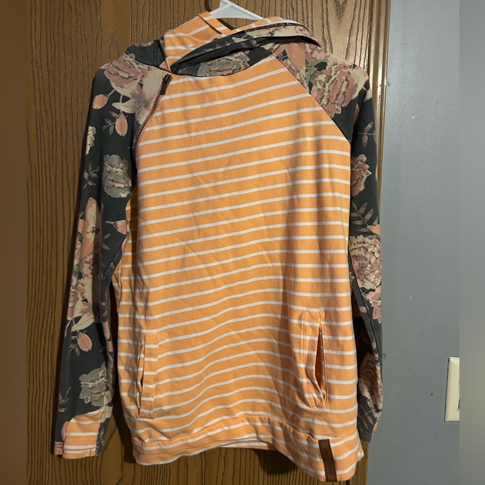 Striped and Floral Hoodie